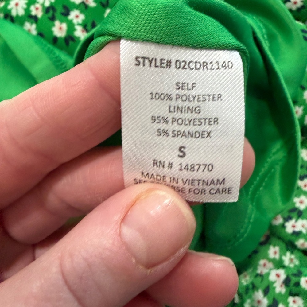 Jessica Simpson green floral mini dress flutter, off-the-shoulder sleeve small - Picture 6 of 7